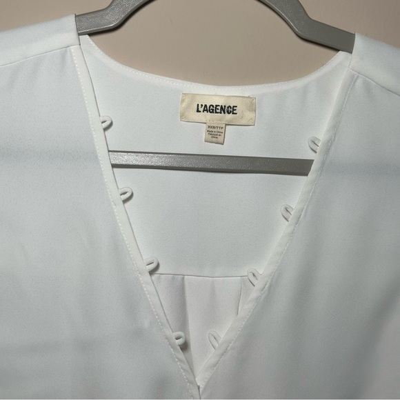 L'AGENCE Ivory Enzo Cross Front Blouse Smocked Cuffs Size XXS - Picture 8 of 16
